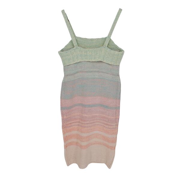 NWT 525 America Ombre Knit Pastel Sleeveless Barbiecore Sweater Midi Dress XS - Picture 4 of 11